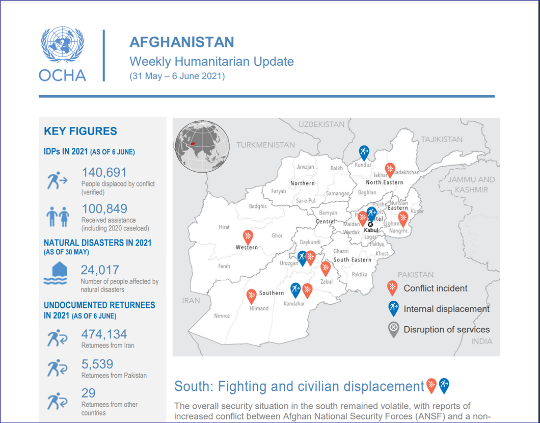 Afghanistan: Weekly Humanitarian Update (31 May – 6 June 2021 ...